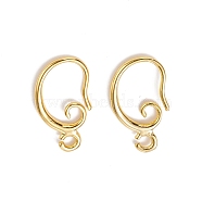 Brass Earring Hooks, with Horizontal Loop, Long-Lasting Plated, Real 18K Gold Plated, 15x10x2mm, Hole: 1mm, 18 Gauge, Pin: 1mm(KK-F828-02G)