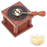 Wax Seal Stamp Set, with Wood Wax Furnace and Wax Sticks Melting Spoon Tool, Coconut Brown, 65x65.5x51mm(TOOL-WH0079-81)