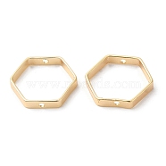 Brass Bead Frames, Hexagon, Real 18K Gold Plated, 12x13.5x2mm, Hole: 0.8mm, Inner Diameter: 11x12.5mm(KK-P234-96G)