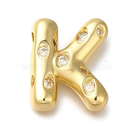 Brass with Cubic Zirconia Pendant, Letter K, Letter K, 22.5x18.5x6.5mm, Hole: 4mm(KK-Q818-03K-G)