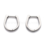 304 Stainless Steel Huggie Hoop Earrings, Horse Shoe, Stainless Steel Color, 16.5x16x3mm, Pin: 1mm(STAS-H156-14B-P)