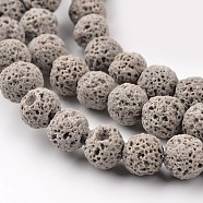 Synthetic Lava Rock Round Beads Strands, Dyed, Gray, 8mm, Hole: 1mm, about 50pcs/strand, 15.7 inch(X-G-I124-8mm-13)
