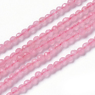 Natural Jade Beads Strands, Faceted, Round, Pink, 2~2.5x2mm, Hole: 0.2mm, about 167~181pcs/strand, 15.7~15.9 inch(40~40.5cm)(G-F596-46B-2mm)