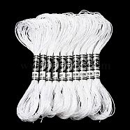 10 Skeins 12-Ply Metallic Polyester Embroidery Floss, Glitter Cross Stitch Threads for Craft Needlework Hand Embroidery, Friendship Bracelets Braided String, White, 0.8mm, about 8.75 Yards(8m)/skein(OCOR-Q057-A19)