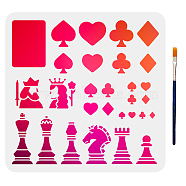 US 1Pc PET Hollow Out Drawing Painting Stencils, for DIY Scrapbook, Photo Album, with 1Pc Art Paint Brushes, Chess Pattern, Drawing Painting Stencils: 300x300mm(DIY-MA0001-09)