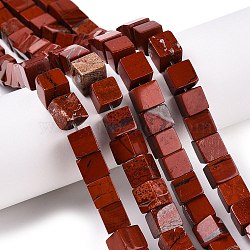 Natural Red Jasper Beads Strands, Cube, 8~9.5x8~9.5x8~9.5mm, Hole: 1.2mm, about 47~49pcs/strand, 15.35~15.79''(39~40.1cm)(G-T139-8x8-12A)