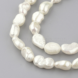 Natural Cultured Freshwater Pearl Beads Strands, Oval, Seashell Color, 8~14x7~9x4~7mm, Hole: 0.8mm, about 34pcs/strand, 14.5 inch(X-PEAR-R064-55)