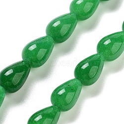 Natural Malaysia Jade Dyed Beads Strands, Teardrop, Green, 12x8mm, Hole: 1.2mm, about 33~34pcs/strand, 15.16~16.54''(38.5~42cm)(G-B106-A09-02)