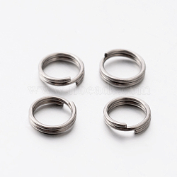 Tarnish Resistant 304 Stainless Steel Split Rings, Double Loops Jump Rings, Stainless Steel Color, 6x1mm, about 5mm inner diameter, Hole: 4.5mm(STAS-E075-12)