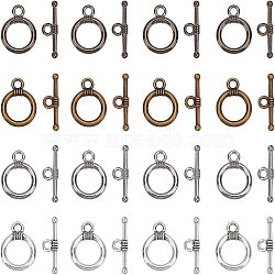 SUPERFINDINGS 120 Sets 4 Colors CCB Plastic Toggle Clasps, Ring, Mixed Color, Ring: 19x15x2mm, Hole: 3mm, Bar: 22x2mm, Hole: 2.5mm, 30 set/color(CCB-FH0001-05)