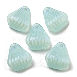 Opaque Acrylic Pendants, with Glitter Powder, Shell Shape, Pale Turquoise, 24.5x21x10mm, Hole: 1.6mm(OACR-G034-06B)