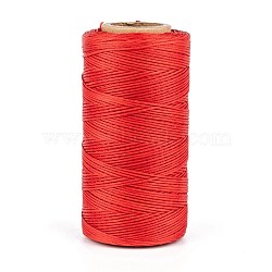 Flat Waxed Polyester Cords, Red, 1x0.3mm, about 284.33 yards(260m)/roll(YC-K001-14)
