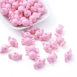 Solid Color Acrylic Beads, Candy, Pearl Pink, 12x21x12mm, Hole: 2mm, about 389pcs/500g(SACR-R808-09)