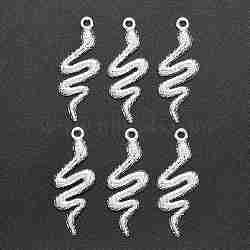 Tibetan Style Alloy Pendants, Snake, Cadmium Free & Lead Free, Silver, 39x15x2.5mm, Hole: 2mm, about 475pcs/1000g(TIBEP-Q064-37S-RS)