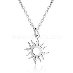 201 Stainless Steel Pendant Necklaces, with Cable Chains, Sun, Stainless Steel Color, 15.7 inches(40cm); 1.5mm; Sun: 18.5x16x1mm(NJEW-T009-JN122-40-1)
