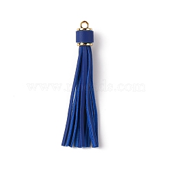 Imitation Microfiber Tassels Big Pendant Decorations, with Plastic Findings, Marine Blue, 110x13.5mm, Hole: 3mm(FIND-WH0013-88B)