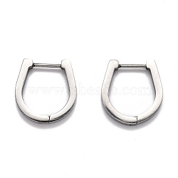 Tarnish Resistant 304 Stainless Steel Huggie Hoop Earrings, Horse Shoe, Stainless Steel Color, 16.5x16x3mm, Pin: 1mm(STAS-H156-14B-P)