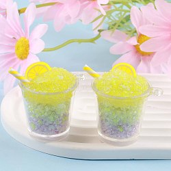 Luminous Resin Pendants, Ice Fruit Drink Charms, Imitation Food, Glow in Dark, Yellow, 35x44mm(FIND-PW0017-19C)