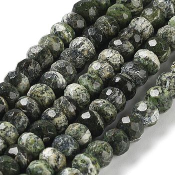 Natural Silver Line Jasper Beads Strands, Faceted, Rondelle, 7~7.5x4~5mm, Hole: 0.9mm, about 82~83pcs/strand, 15.48''~15.94''(40~40.5cm)