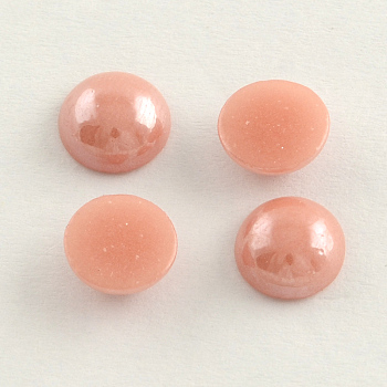 Pearlized Plated Opaque Glass Cabochons, Half Round/Dome, Rosy Brown, 4x2mm