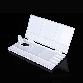 Folding Plastic Watercolor Palette Box, Rectangle, White, 13.5x26x2.1cm