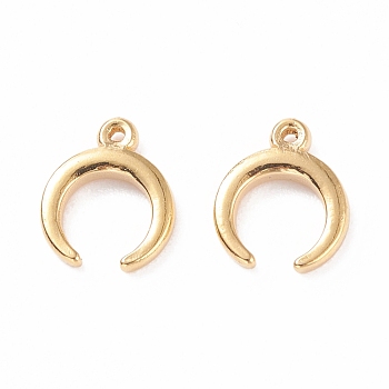 304 Stainless Steel Charms, Double Horn/Crescent Moon, Golden, 9x8x2mm, Hole: 0.7mm