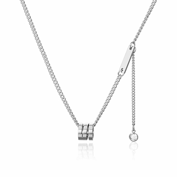 Ring Pendant Necklaces, Stainless Steel Curb Chain Necklaces for Women