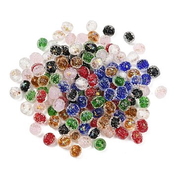 Hammered Handmade Foil Glass Beads, Cocklebur, Mixed Color, 10x9~10mm, Hole: 1.4mm