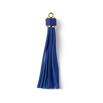 Imitation Microfiber Tassels Big Pendant Decorations, with Plastic Findings, Marine Blue, 110x13.5mm, Hole: 3mm