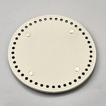 Imitation Leather Bag Bottoms, Flat Round, for DIY Crochet Bag Making, Golden, Beige, 150x10mm, Hole: 5mm