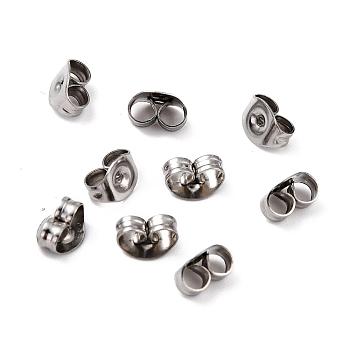 304 Stainless Steel Ear Nuts, Butterfly Earring Backs for Post Earrings, Stainless Steel Color, 6x4.5x3.5mm, Hole: 0.9mm