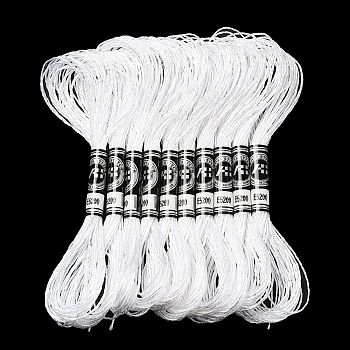 10 Skeins 12-Ply Metallic Polyester Embroidery Floss, Glitter Cross Stitch Threads for Craft Needlework Hand Embroidery, Friendship Bracelets Braided String, White, 0.8mm, about 8.75 Yards(8m)/skein