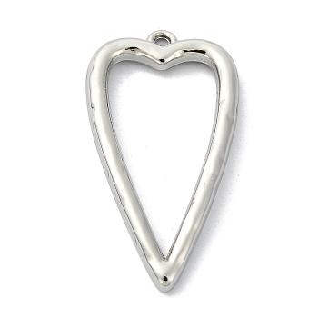 Rack Plating Alloy Pendants, Heart, Platinum, 36.5x20x3mm, Hole: 2mm