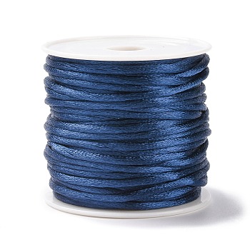 Macrame Rattail Chinese Knot Making Cords Round Nylon Braided String Threads, Satin Cord, Medium Blue, 2mm, about 10.93 yards(10m)/roll