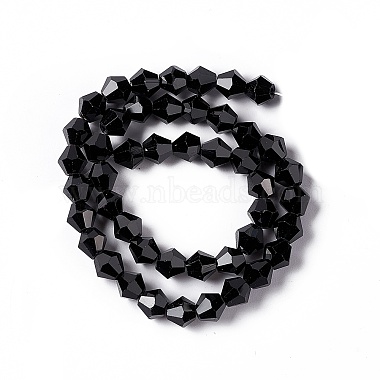 Perles en verre toupie noires à facettes(X-GLAA-S026-6mm-10)-3