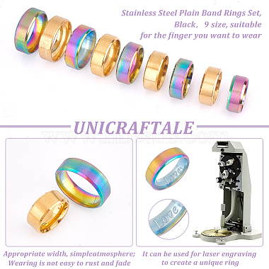 18Pcs 18 Styles Titanium & 201 Stainless Steel Plain Band Finger Rings for Women(RJEW-UN0002-85)-5
