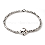 316 Surgical Stainless Steel Box Chain Anchor Link Bracelets, Antique Silver, 8-3/4 inch(22.2cm)(BJEW-Q349-09AS)