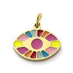 304 Stainless Steel Enamel Charms, with Jump Ring, Eye Charm, Real 18K Gold Plated, Ion Plating(IP), Colorful, 9.5x11.5x1.5mm, Hole: 2.5mm(STAS-E550-51G)