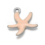 304 Stainless Steel Enamel Charms, Starfish Charms, PeachPuff, 11.5x10x2.5mm, Hole: 1mm(STAS-D361-04P-08)