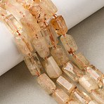 Heated Natural Citrine Beads Strands, Column, Faceted, with Seed Beads, 10.5~12.5x7~7.5mm, Hole: 1mm, about 14~15pcs/strand, 7.48''~7.89''(19~20.05cm)(GG-CBA8682-A02)