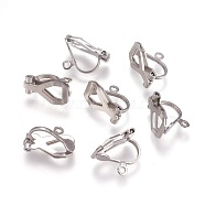 304 Stainless Steel Clip-on Earring Findings, Stainless Steel Color, 12x6x9mm, Hole: 1.2mm(X-STAS-P206-02P)