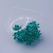 Glass Woven Beads, Flower/Sparkler, Made of Horse Eye Charms, Teal, 13mm(EGLA-A003-A11)