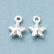 Brass Charms, Cadmium Free & Lead Free, Star Charm, 925 Sterling Silver Plated, 7x5x2mm, Hole: 0.5mm(KK-H442-24S)