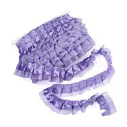 2-Layer Pleated Satin Organza Ribbons, Medium Purple, 1-5/8 inch(40mm), 21.8yards/card(PJ-TAC0004-02E)