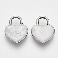 304 Stainless Steel Pendants, Heart Lock, Stainless Steel Color, 20x15x3mm, Hole: 5x5mm(STAS-R100-08B)