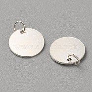 925 Sterling Silver Charms, Engravable Blank Flat Round, Silver, 10x0.5mm, Hole: 2.7mm(STER-WH0008-09A-S)