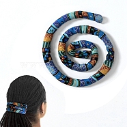 Spiral Lock Hair Tie, Bendable Ponytail Holders, Bohemian Style Long Dread Bands for Women, Blue, 660x14.5x7mm(OHAR-B004-01C)