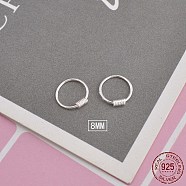 925 Sterling Silver Hoop Earrings, Round Ring, Silver, 8mm(EJEW-BB71450-A)