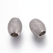 304 Stainless Steel Beads, Textured Beads, Oval, Stainless Steel Color, 6x5mm, Hole: 2.2mm(STAS-L216-01C-P)