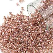 TOHO Round Seed Beads, Japanese Seed Beads, (784) Inside Color AB Crystal/Sandstone Lined, 8/0, 3mm, Hole: 1mm, about 222pcs/bottle, 10g/bottle(SEED-JPTR08-0784)